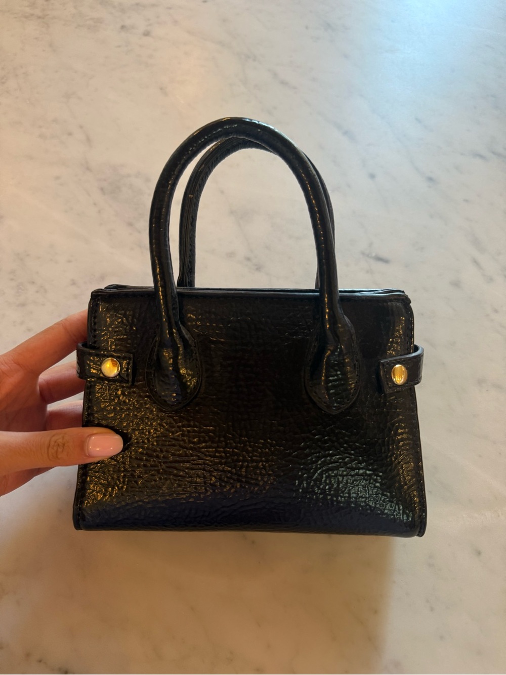 Gently used Topshop Black Textured Mini Bag with removable strap